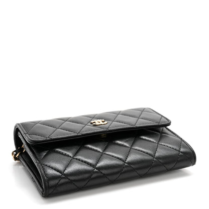 Chanel Lambskin Quilted Pearl My Shoulder Mini French Wallet On Chain WOC Black 4 of 12