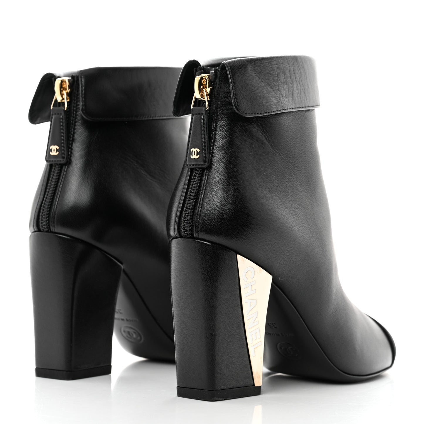 Lambskin Grosgrain Triangle & Collar 90 Ankle Boots 35 Black
