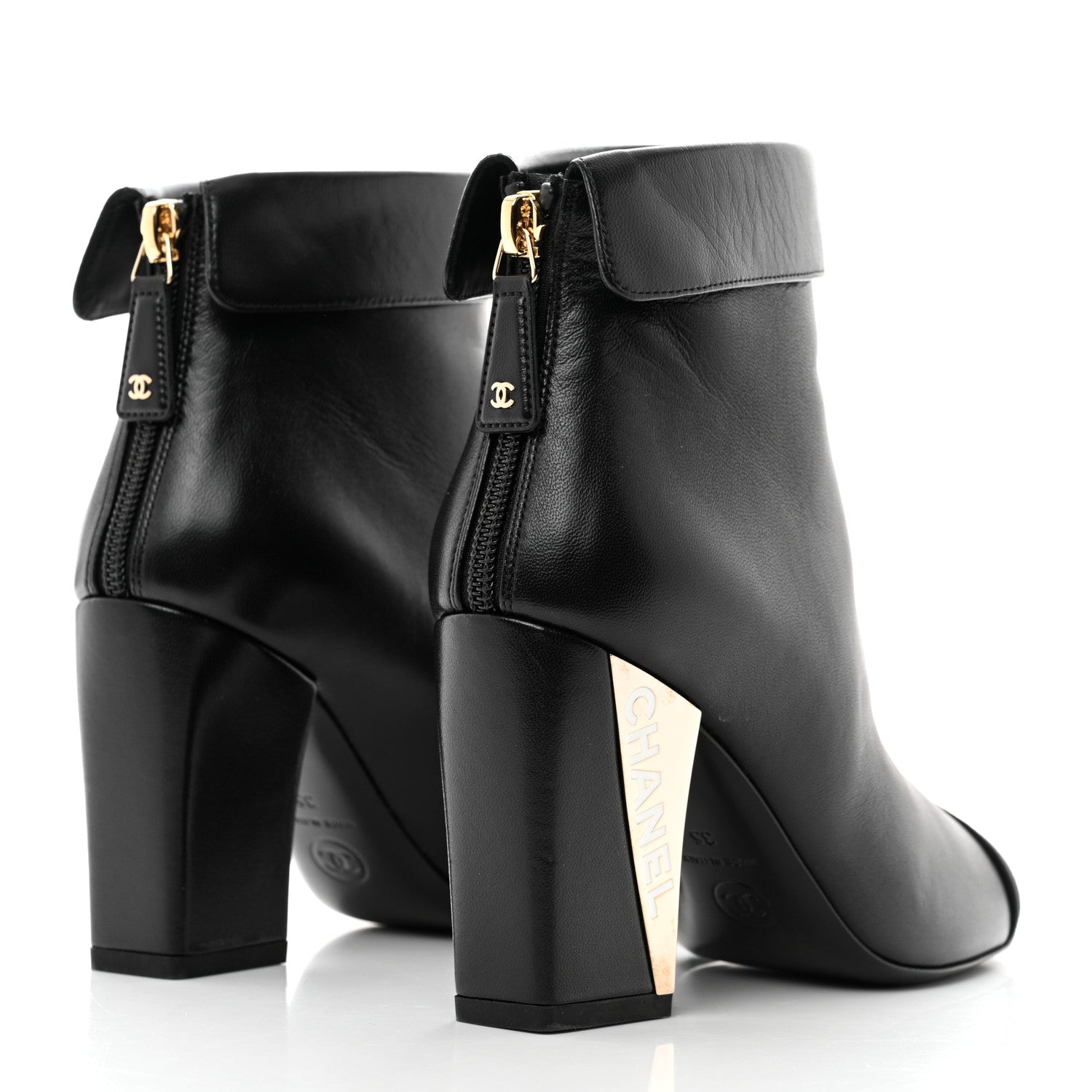 Chanel Lambskin Grosgrain Triangle & Collar 90 Ankle Boots 35 Black 4 of 9