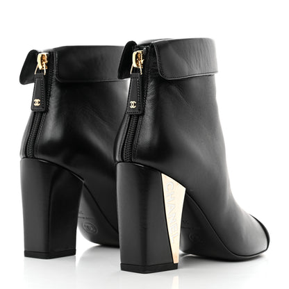 Chanel Lambskin Grosgrain Triangle & Collar 90 Ankle Boots 35 Black 4 of 9