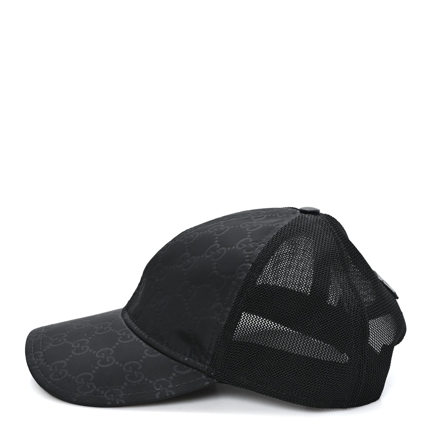 Nylon Light Mesh Dollar Calfskin GG Monogram Baseball Hat M Black