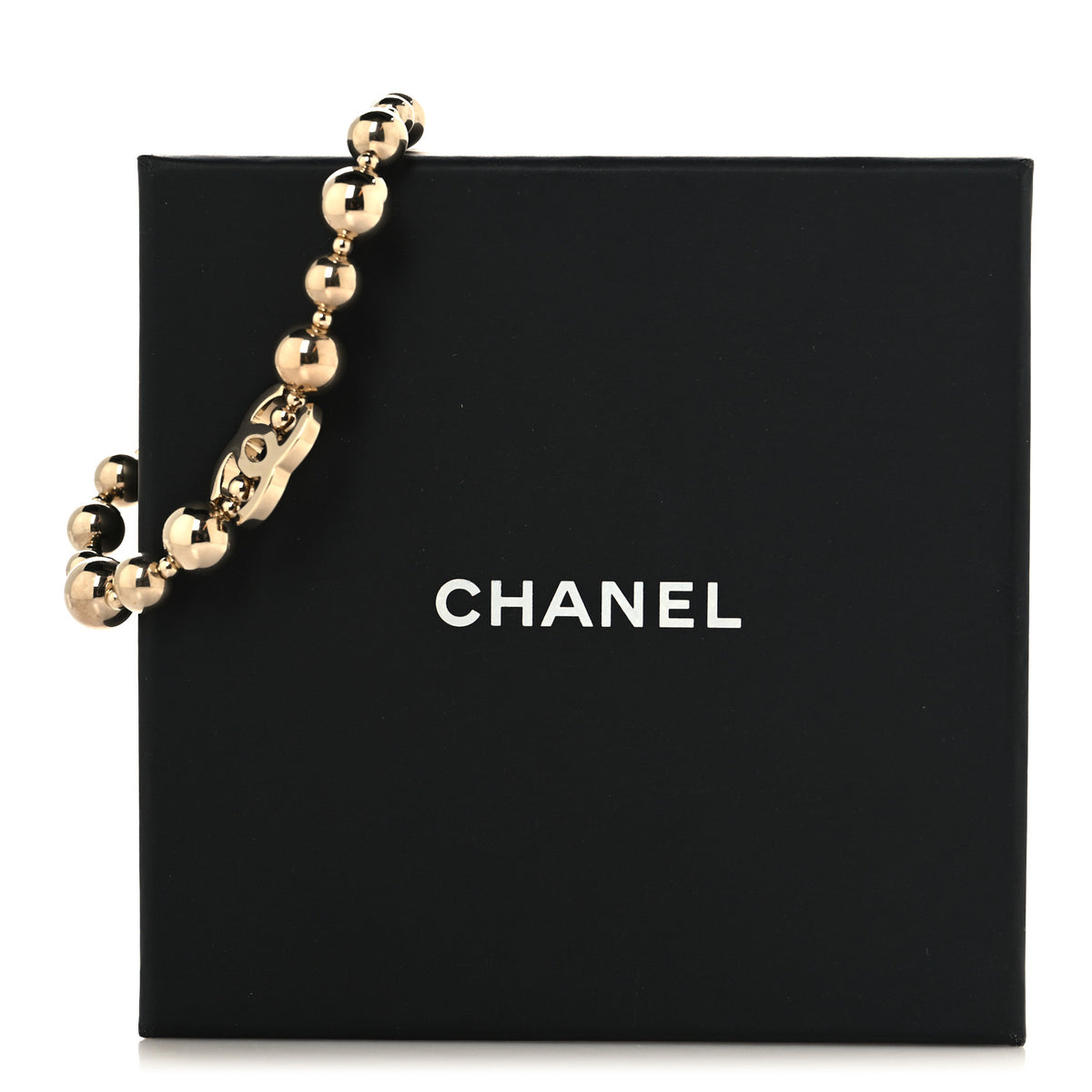 Metal Beaded CC Bracelet Gold