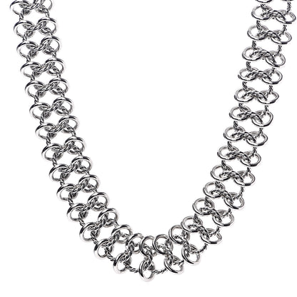 David Yurman Sterling Silver 18K Yellow Gold Chainmail Link Necklace 1 of 4