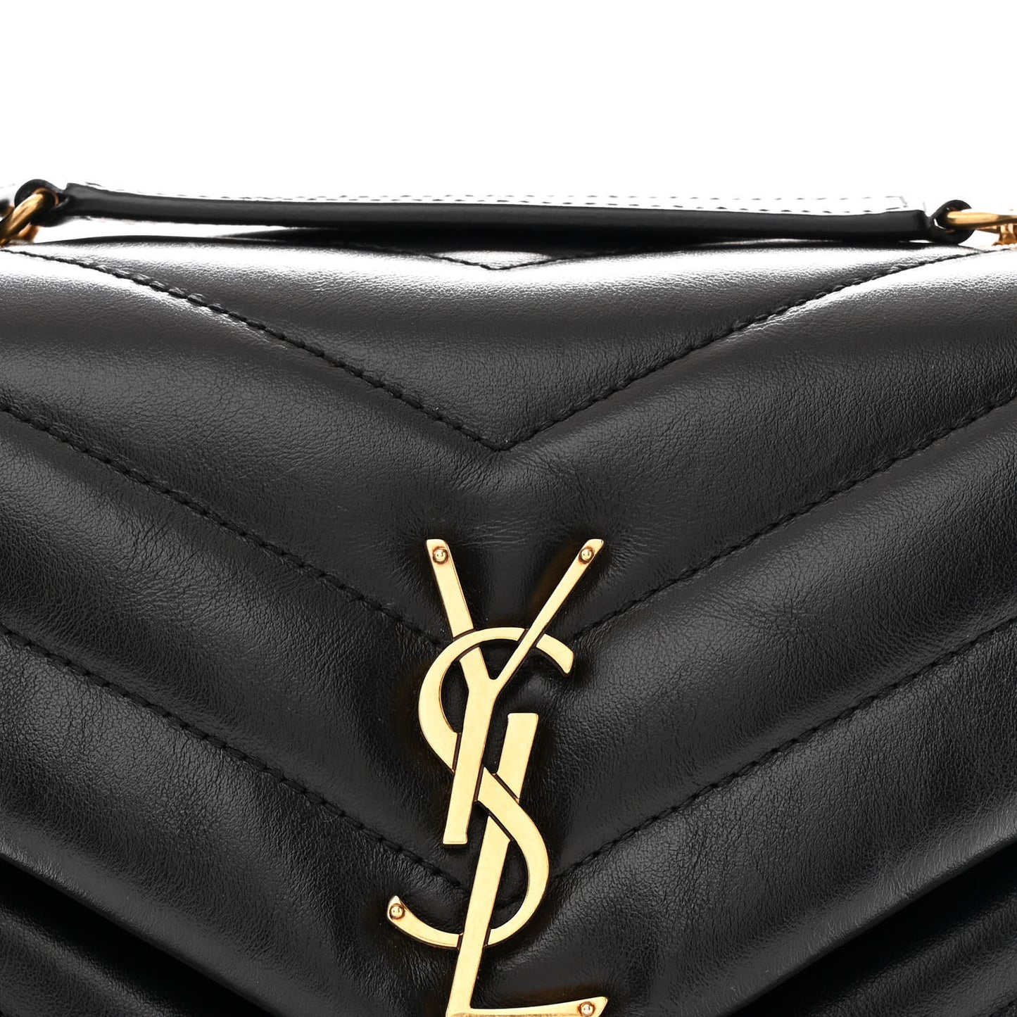 Calfskin Y Quilted Monogram Small Loulou Chain Satchel Black