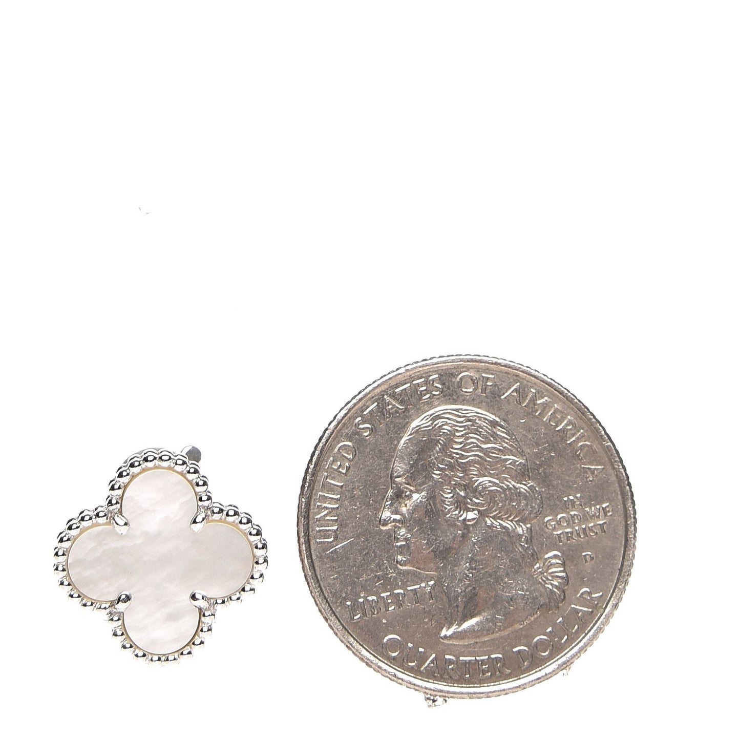 18K White Gold Mother of Pearl Vintage Alhambra Earrings