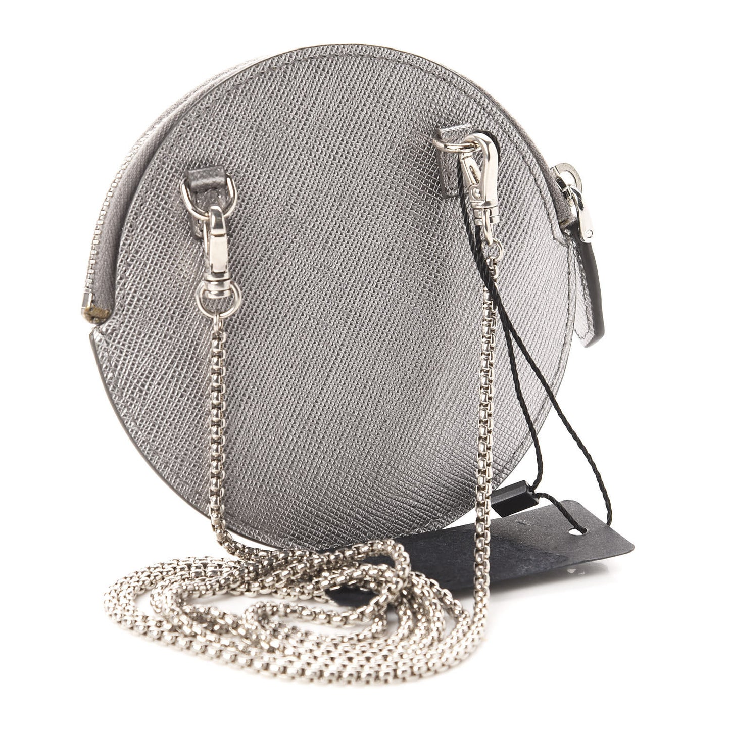 Metallic Saffiano Mini Pouch Cromo