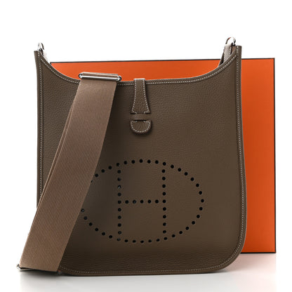 Hermes Taurillon Clemence EVELYNE III PM Etoupe 11 of 11