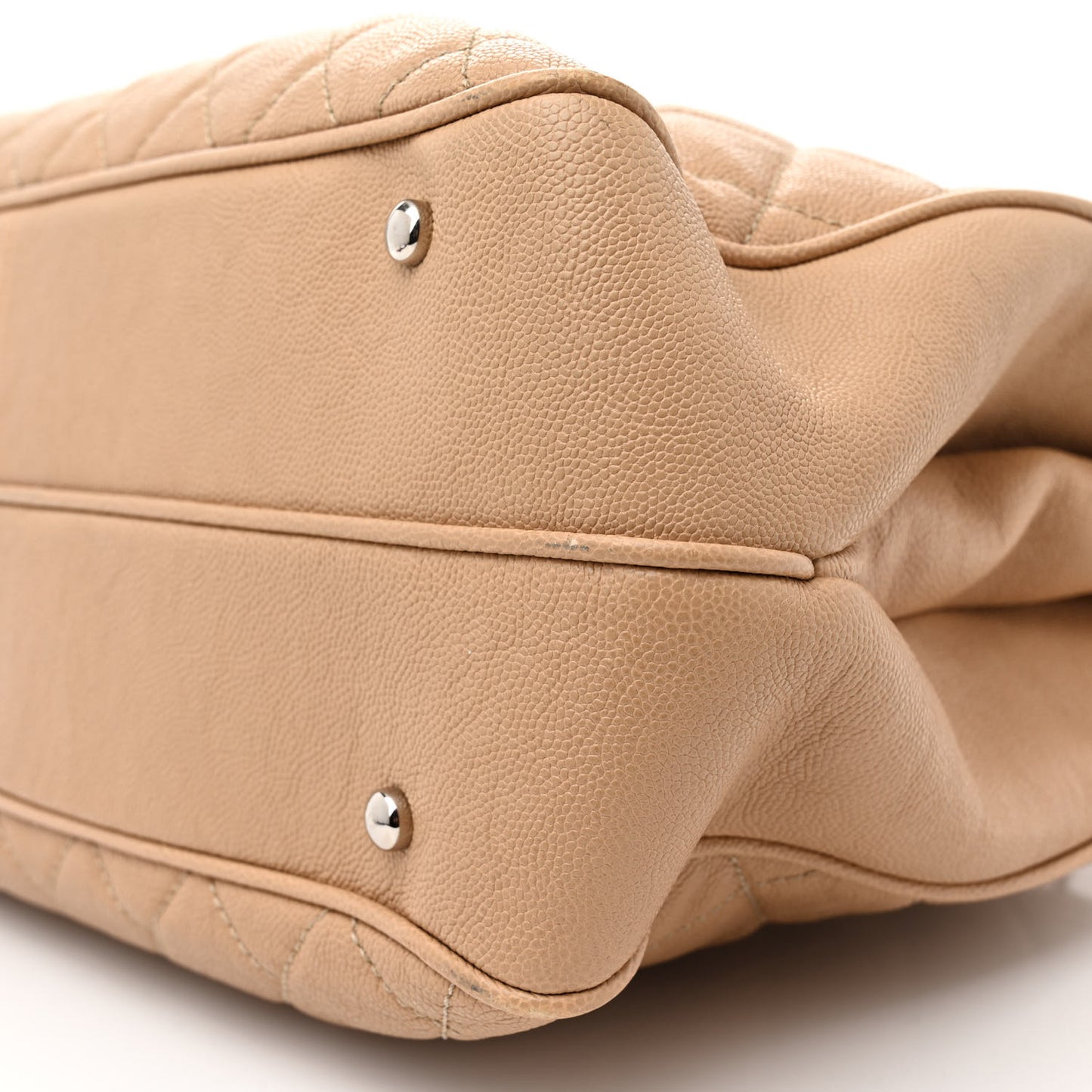 Caviar Quilted Large Urban Companion Top Handle Shopping Tote Beige