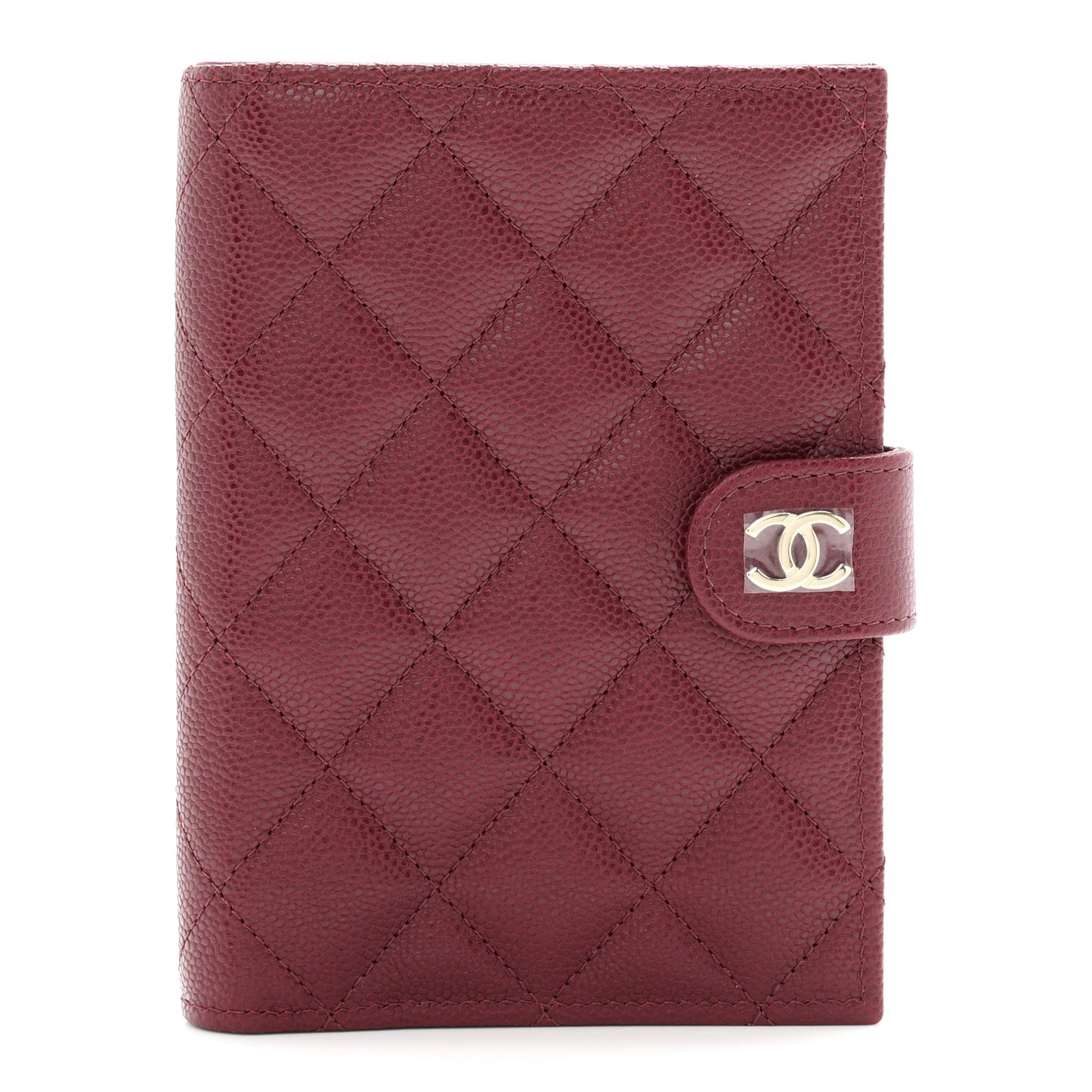Caviar Quilted Passport Holder Dark Burgundy
