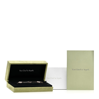 Van Cleef & Arpels 18K Rose Gold Diamond Gray Mother of Pearl 5 Motifs Vintage Alhambra Bracelet 5 of 5