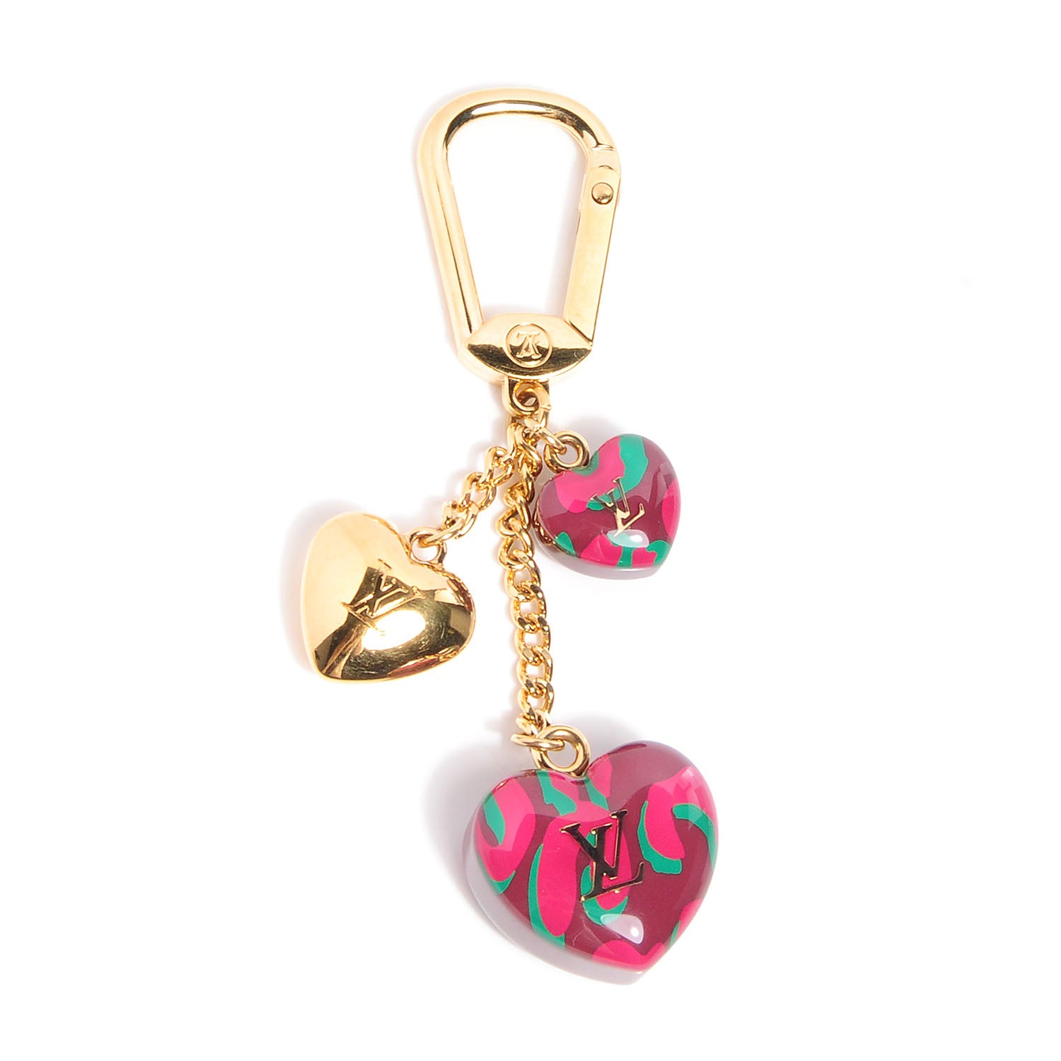 Louis Vuitton Leopard Heart Bag Charm Key Holder Rouge Fauviste 1 of 3