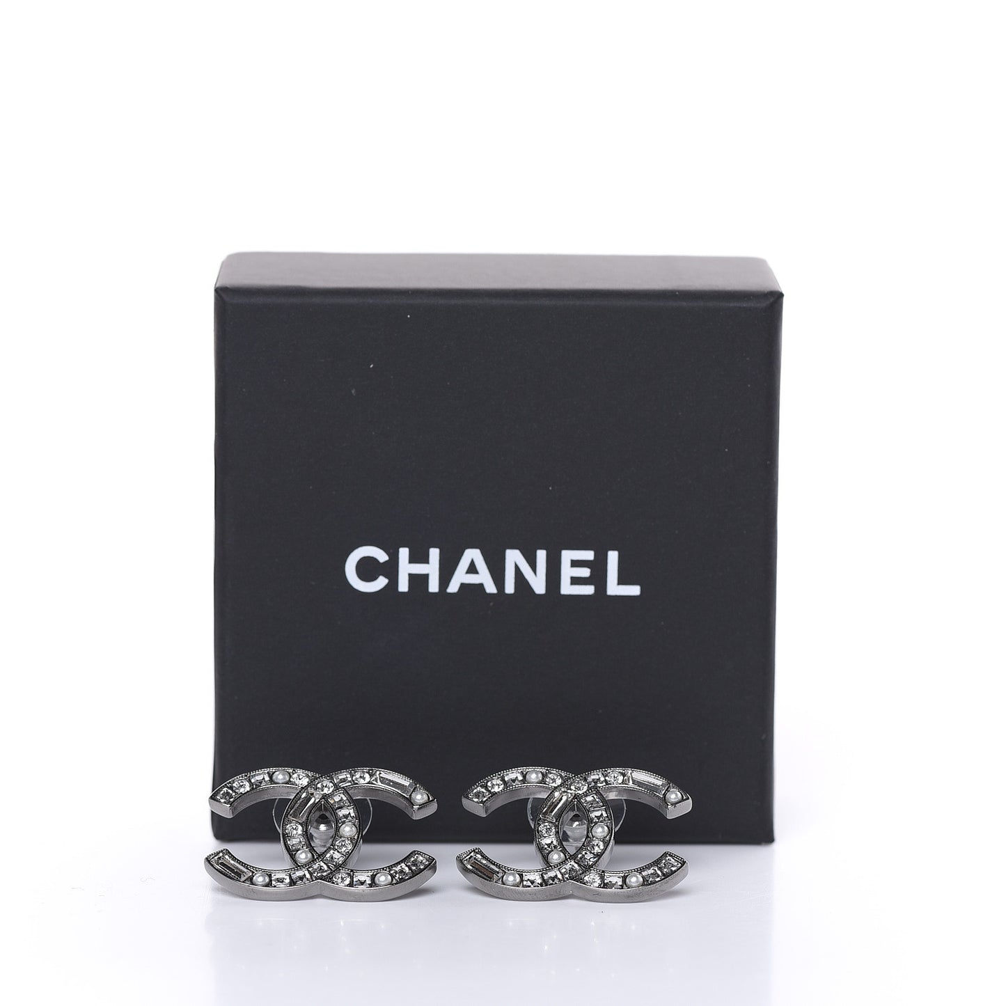 Baguette Crystal Pearl CC Bright Young Things Earrings Ruthenium