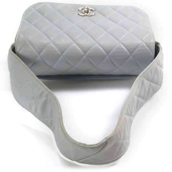 Lambskin Quilted Flap Shoulder Bag Blue