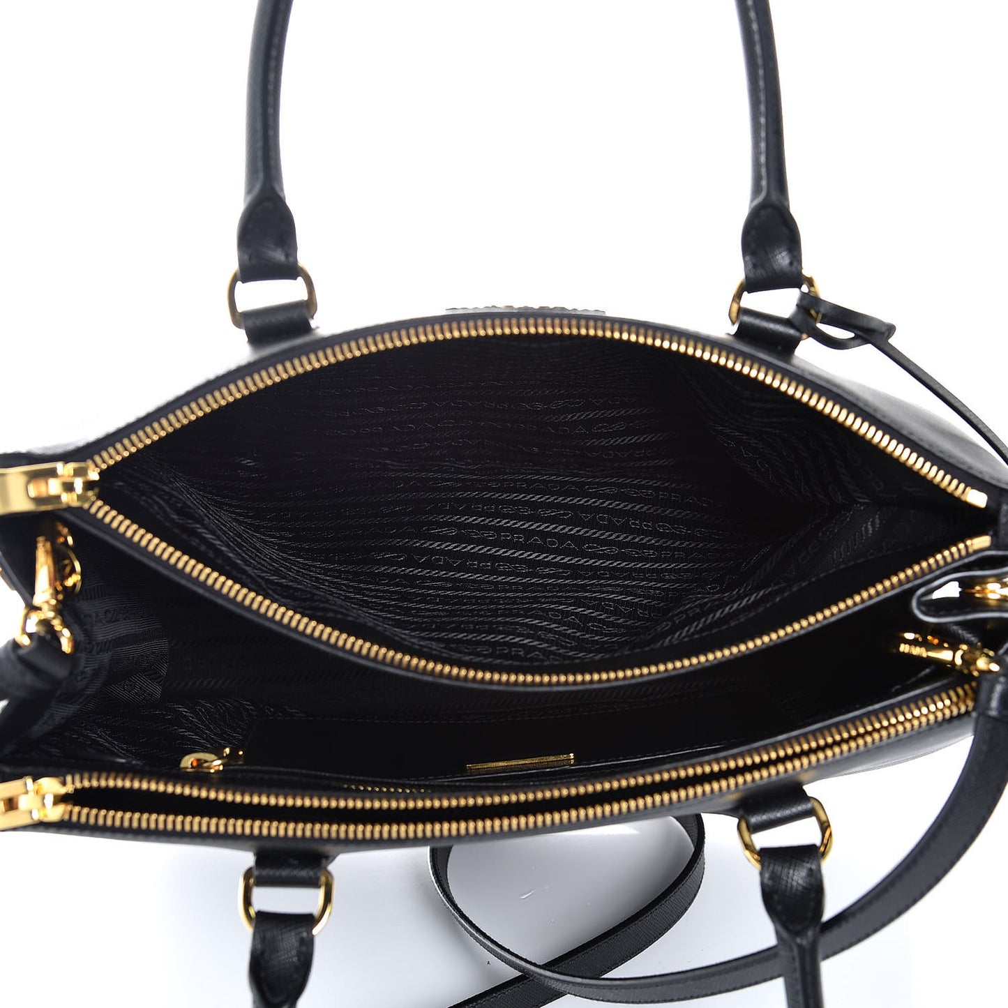 Saffiano Medium Galleria Double Zip Tote Black