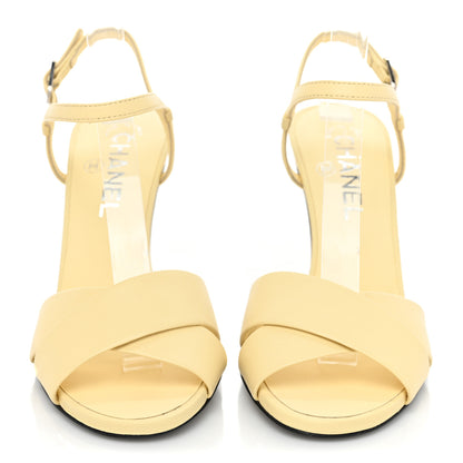 Chanel Lambskin Pearl Sandals 36 Yellow 2 of 11