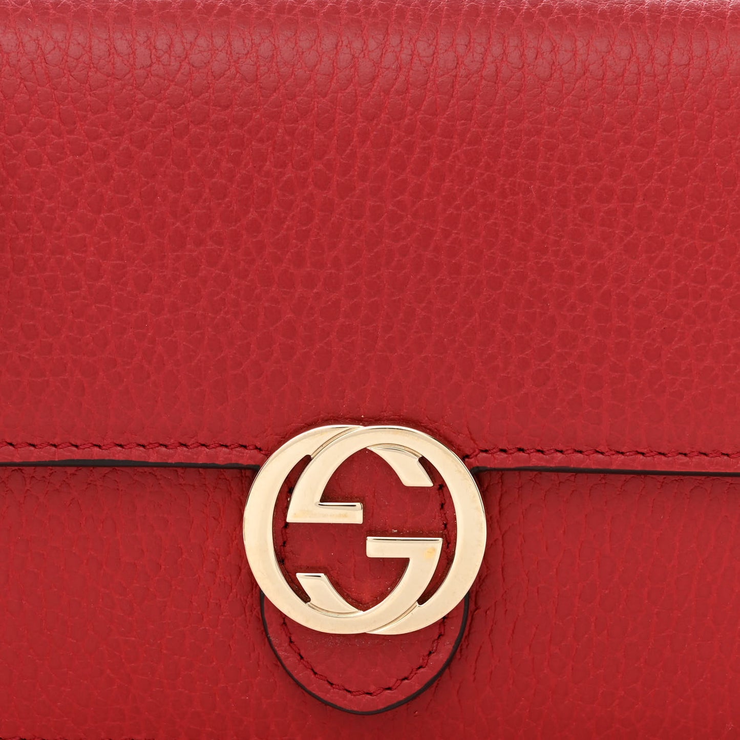 Dollar Calfskin Interlocking G Chain Wallet Red