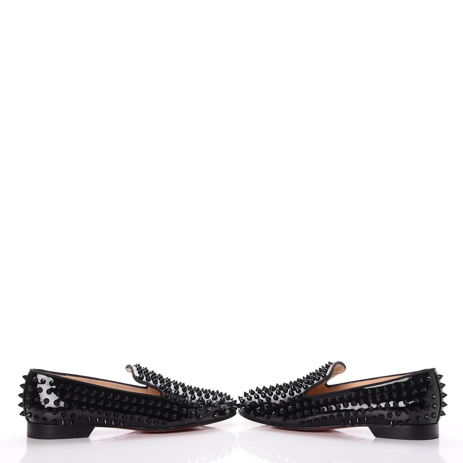 Christian Louboutin Patent Calfskin Rolling Spikes Loafers 38 Black 9 of 10