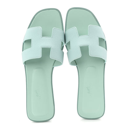 Hermes Epsom Oran Sandals 37 Vert Embrun 2 of 10