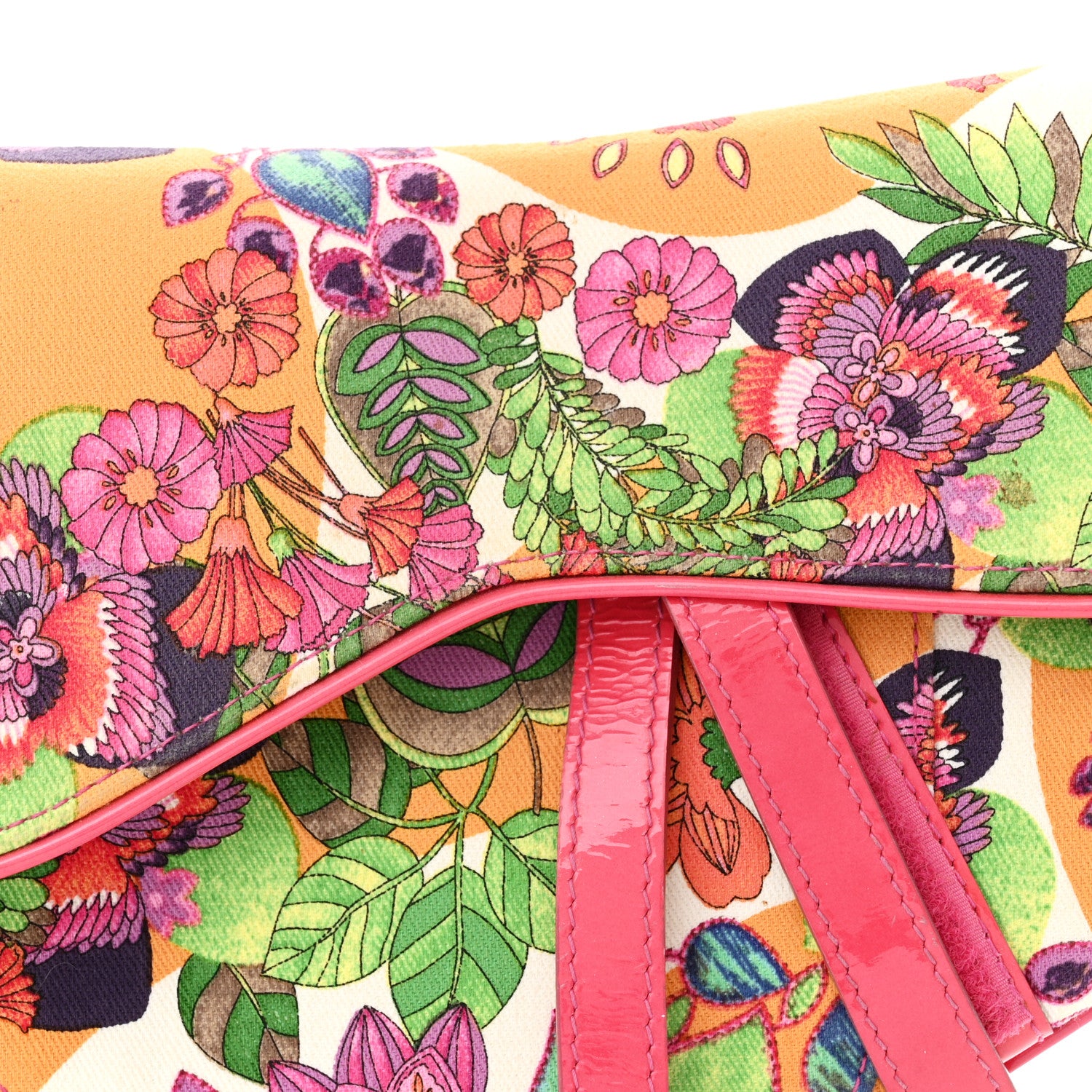 Christian Dior Canvas Floral Hawaii Glamour Saddle Bag Multicolor 8 of 13