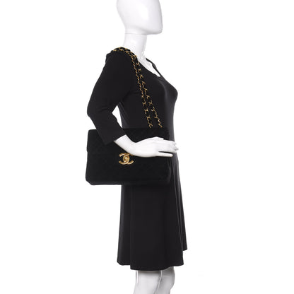 Chanel Velvet Quilted Jumbo Single Flap Black 2 of 20