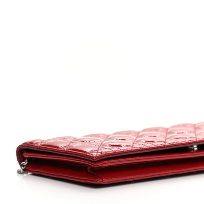 Christian Dior Patent Cannage Rendezvous Chain Wallet Red 8 of 11