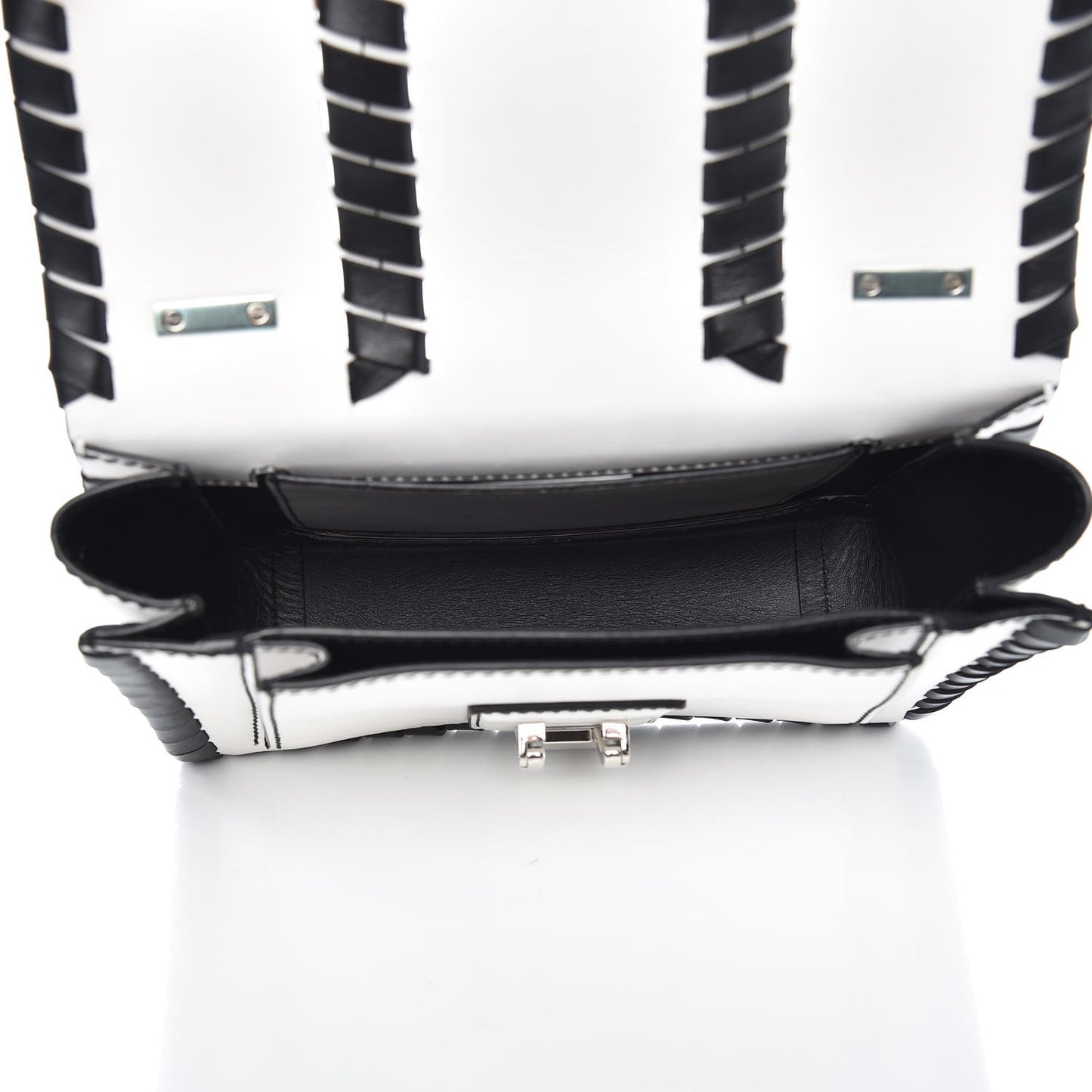 Calfskin Hava Whipstitch Shoulder Bag White Black