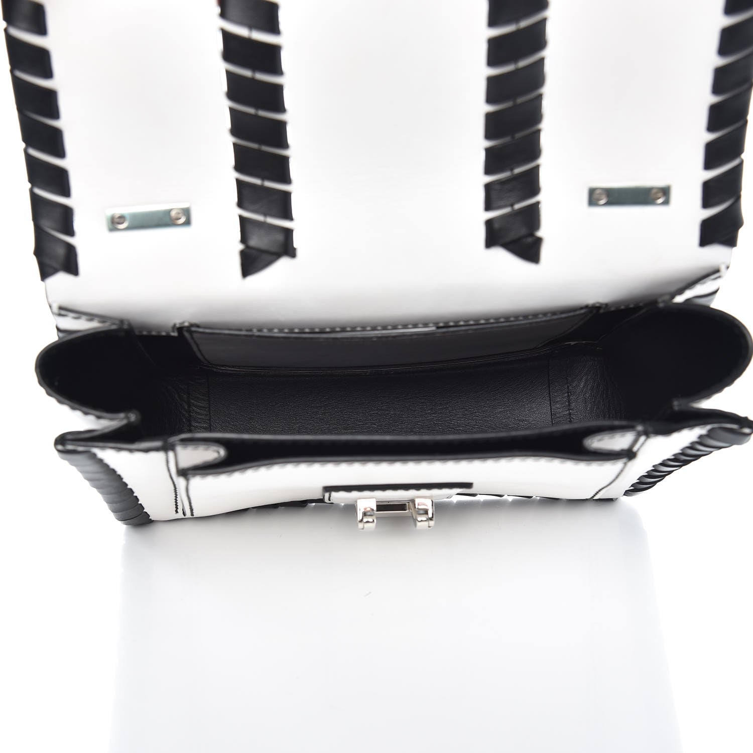 Proenza Schouler Calfskin Hava Whipstitch Shoulder Bag White Black 5 of 10