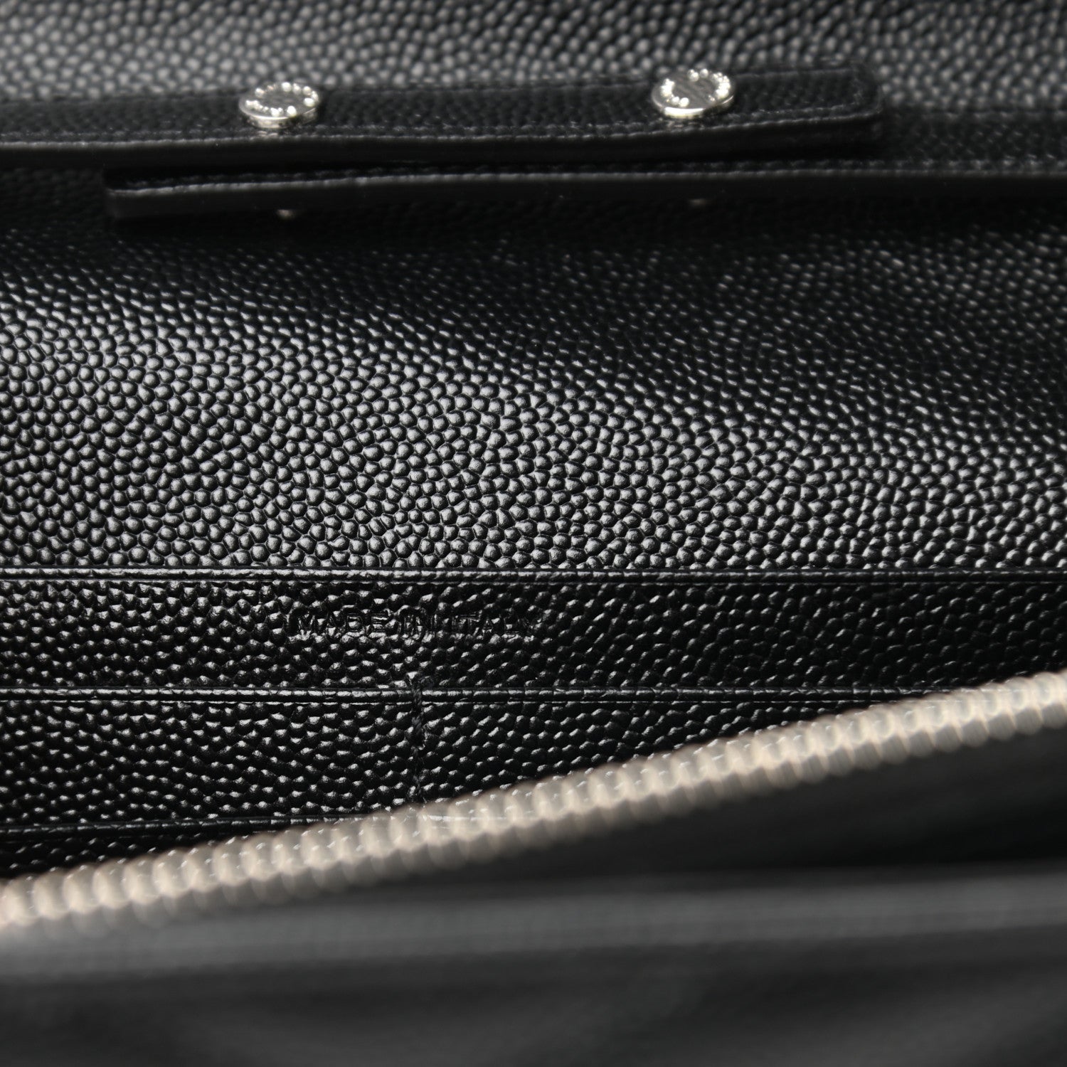 Saint Laurent Grain De Poudre Matelasse Chevron Monogram Chain Wallet Black 6 of 9