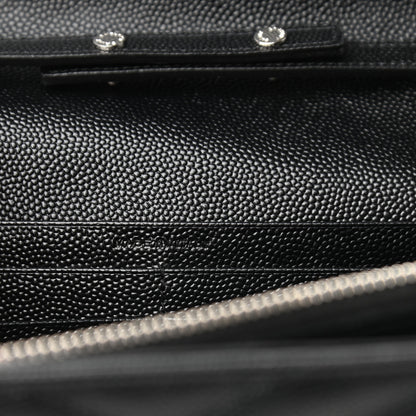 Saint Laurent Grain De Poudre Matelasse Chevron Monogram Chain Wallet Black 6 of 9