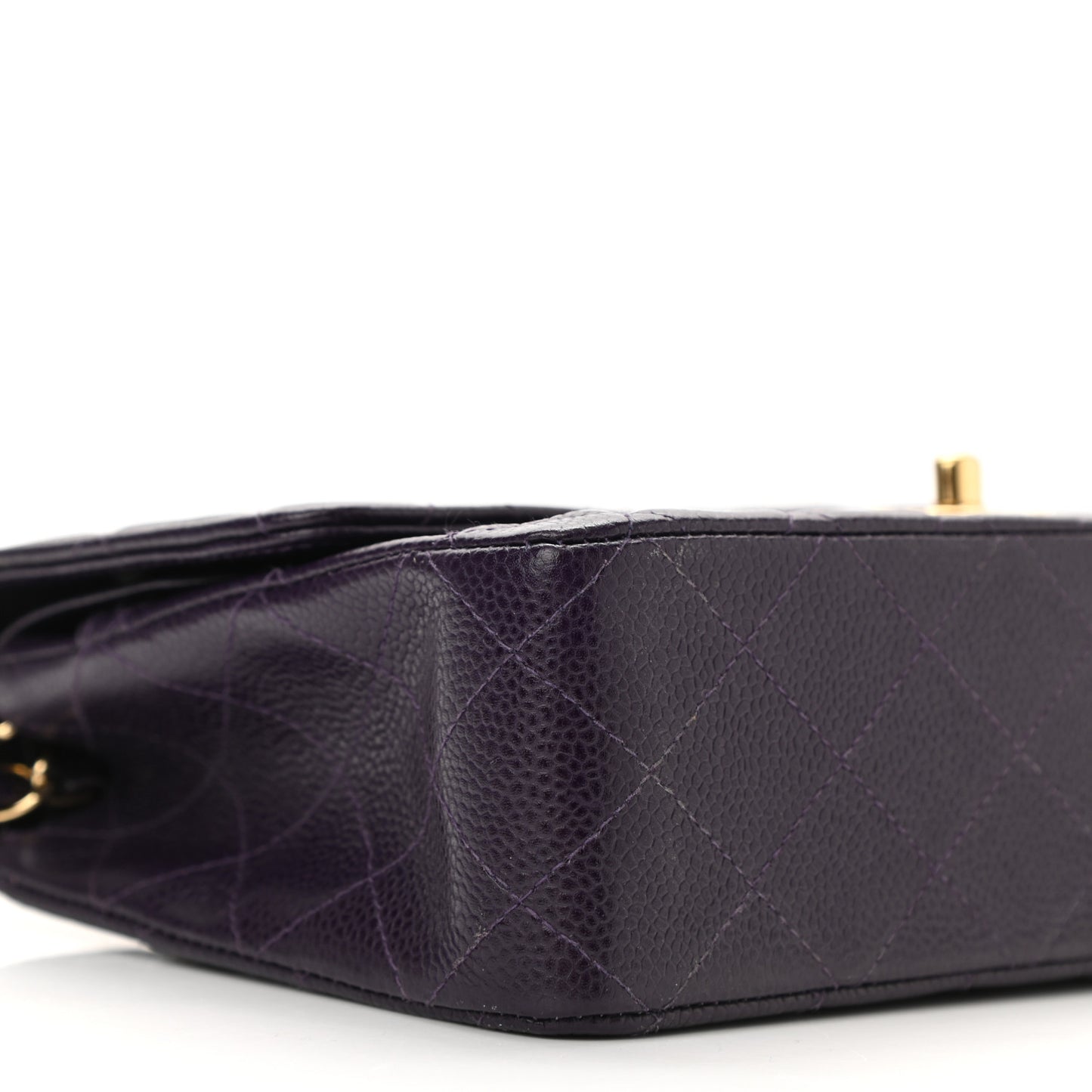 Caviar Quilted Medium Double Flap Dark Purple
