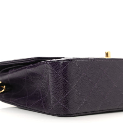 Chanel Caviar Quilted Medium Double Flap Dark Purple 9 of 10