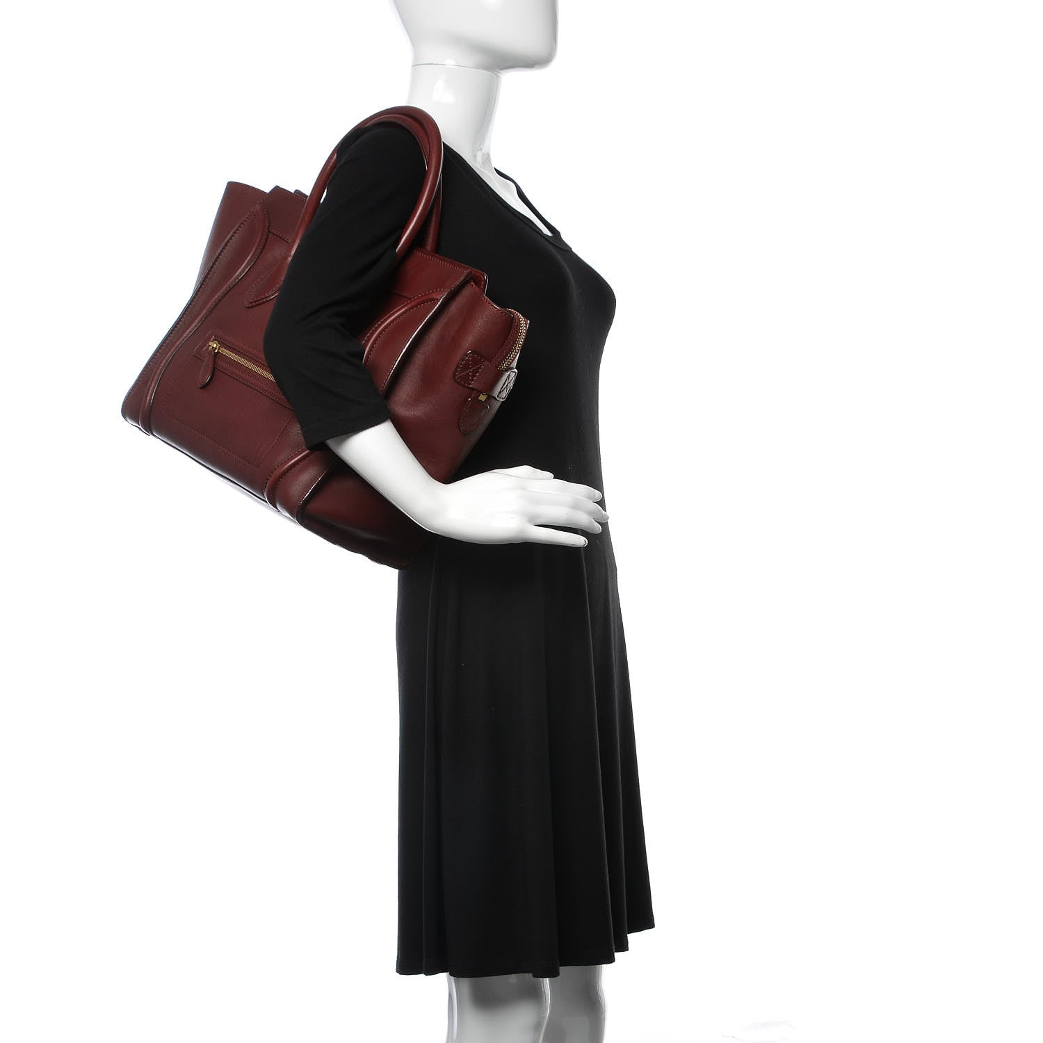 Celine Smooth Calfskin Mini Luggage Burgundy 2 of 17