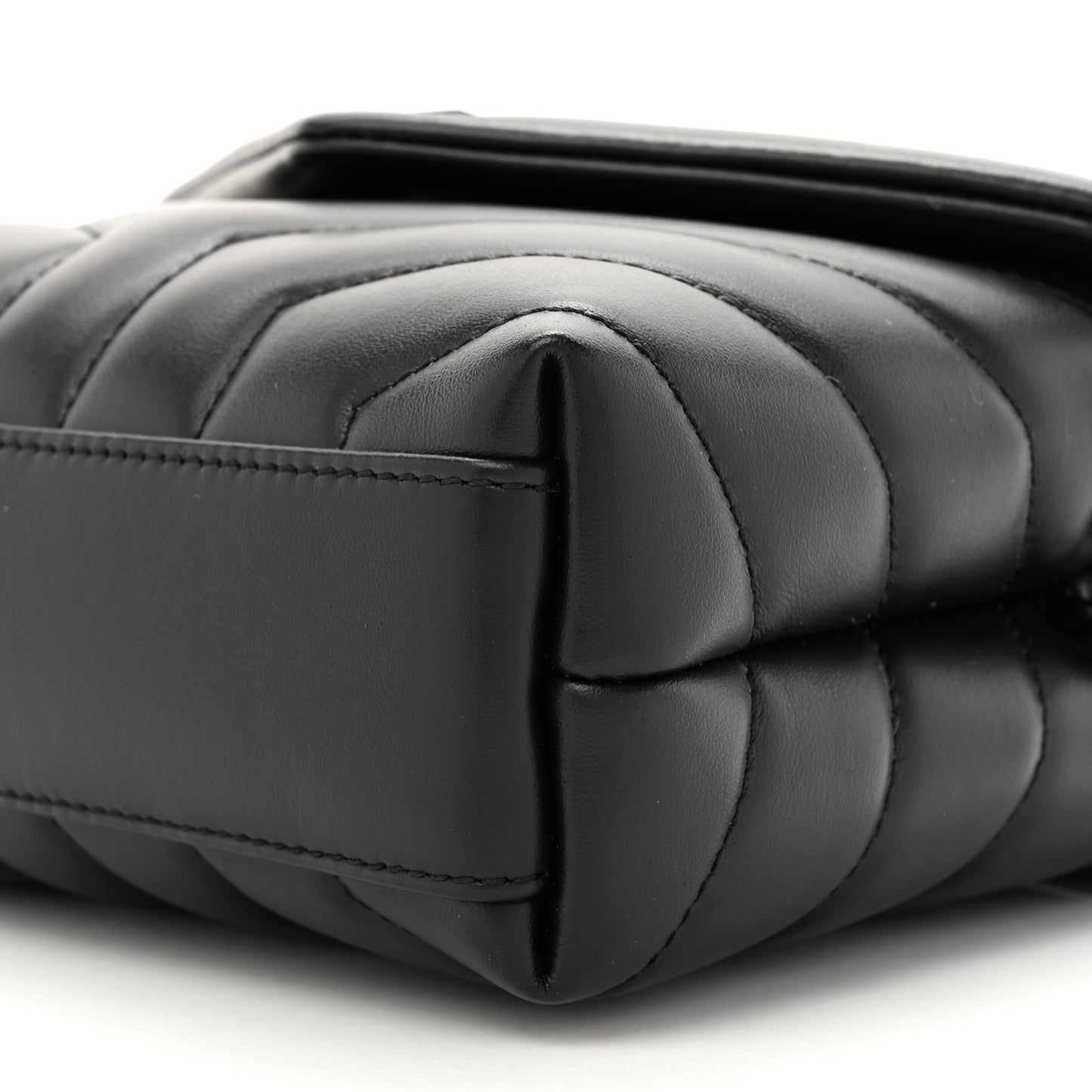 Calfskin Y Quilted Monogram Monochrome Toy Loulou Crossbody Bag Black