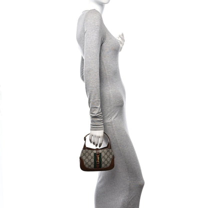 Gucci GG Supreme Monogram Azalea Calfskin Web Mini Jackie 1961 Hobo Beige Ebony Brown Sugar 2 of 9