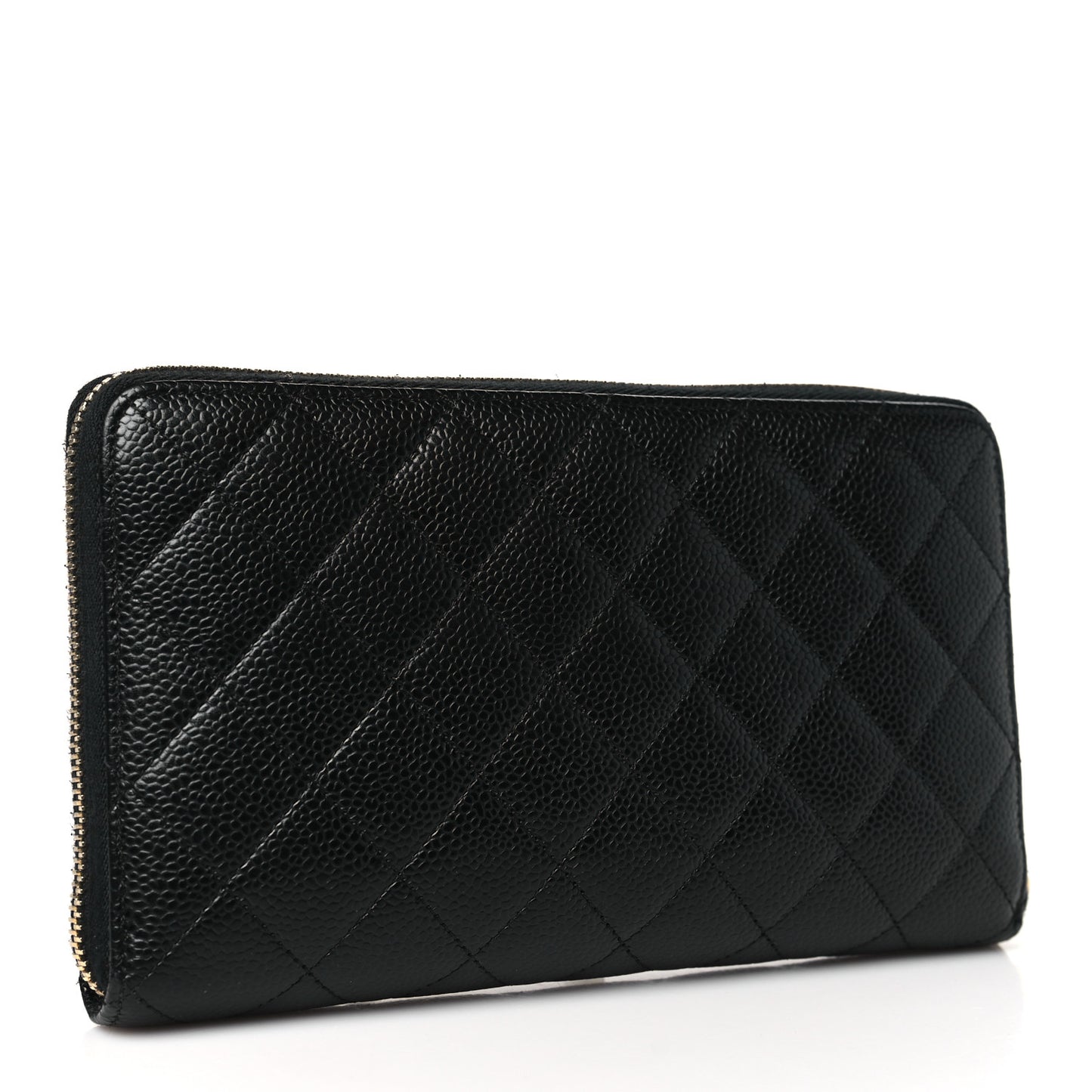 Caviar Quilted Large Zip Around Organizer Wallet Black