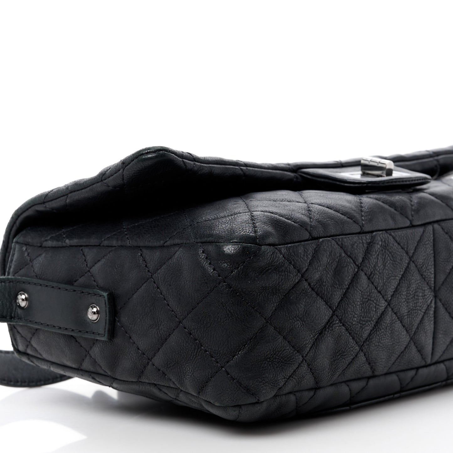 Calfskin Quilted Jumbo Easy Reissue Messenger Flap Black
