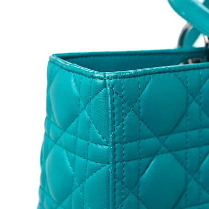 Christian Dior Lambskin Cannage Large Lady Dior Turquoise 12 of 13