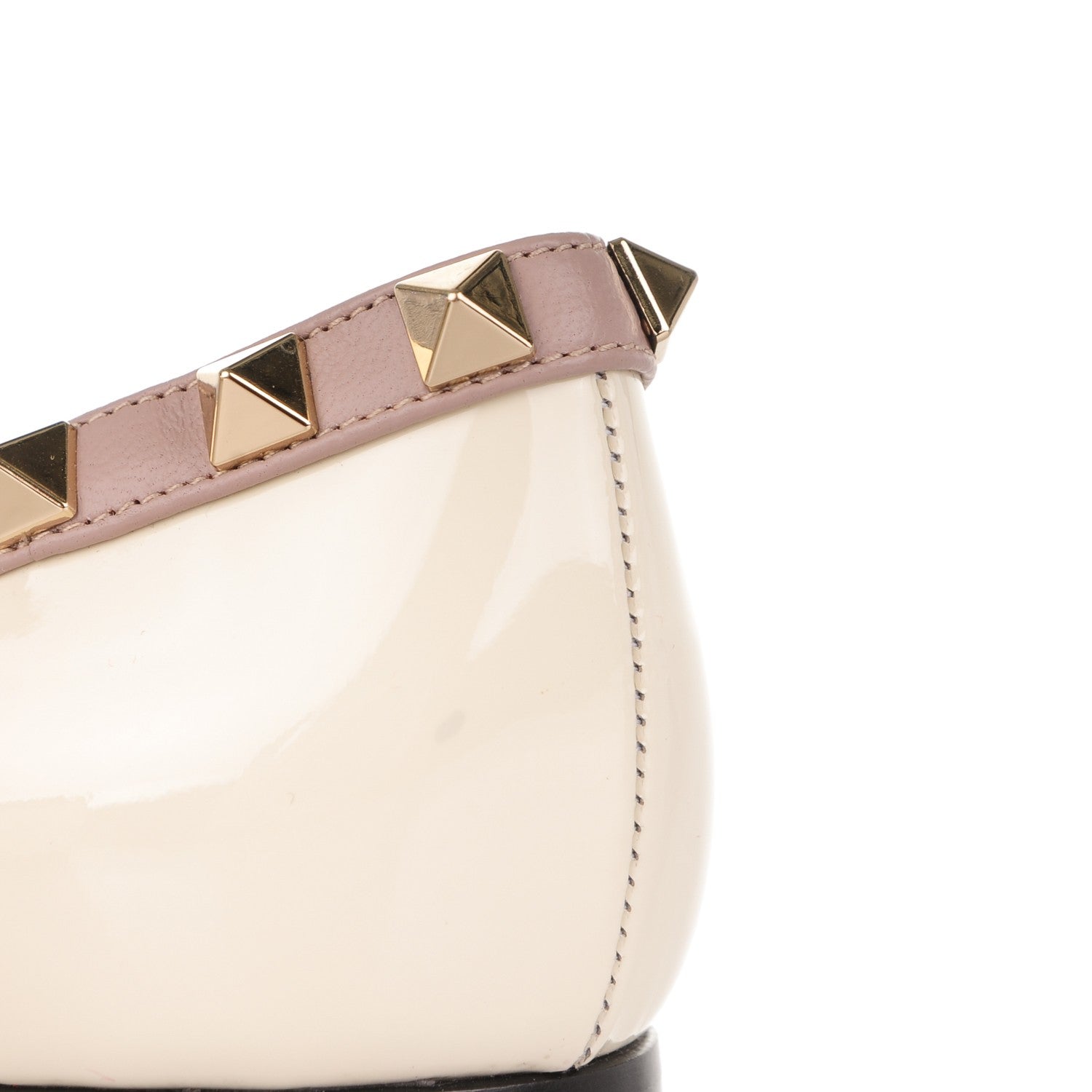 Valentino Garavani Patent Rockstud Ballerina Flats 36.5 Light Ivory Poudre 8 of 9