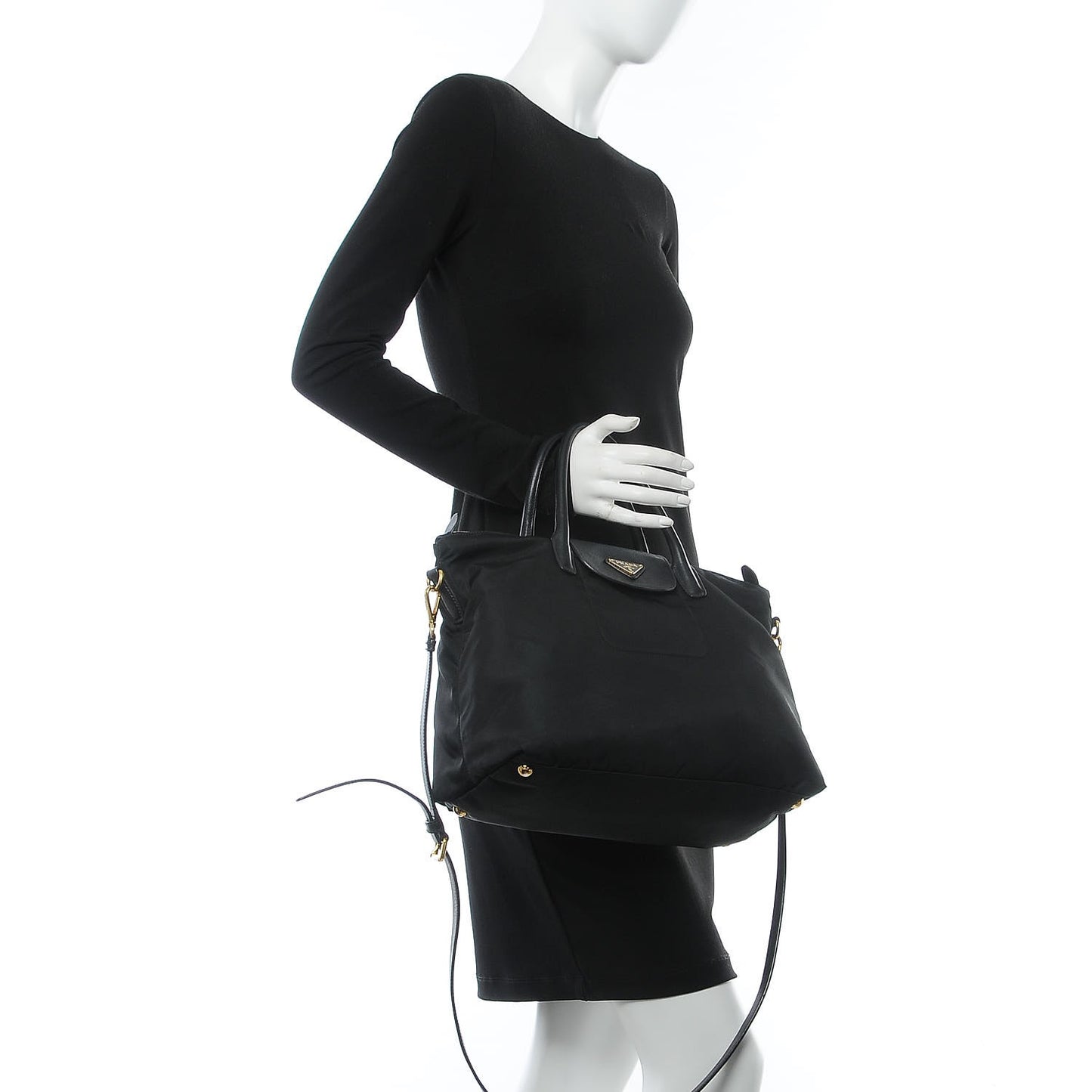 Saffiano Tessuto Nylon Tote Black