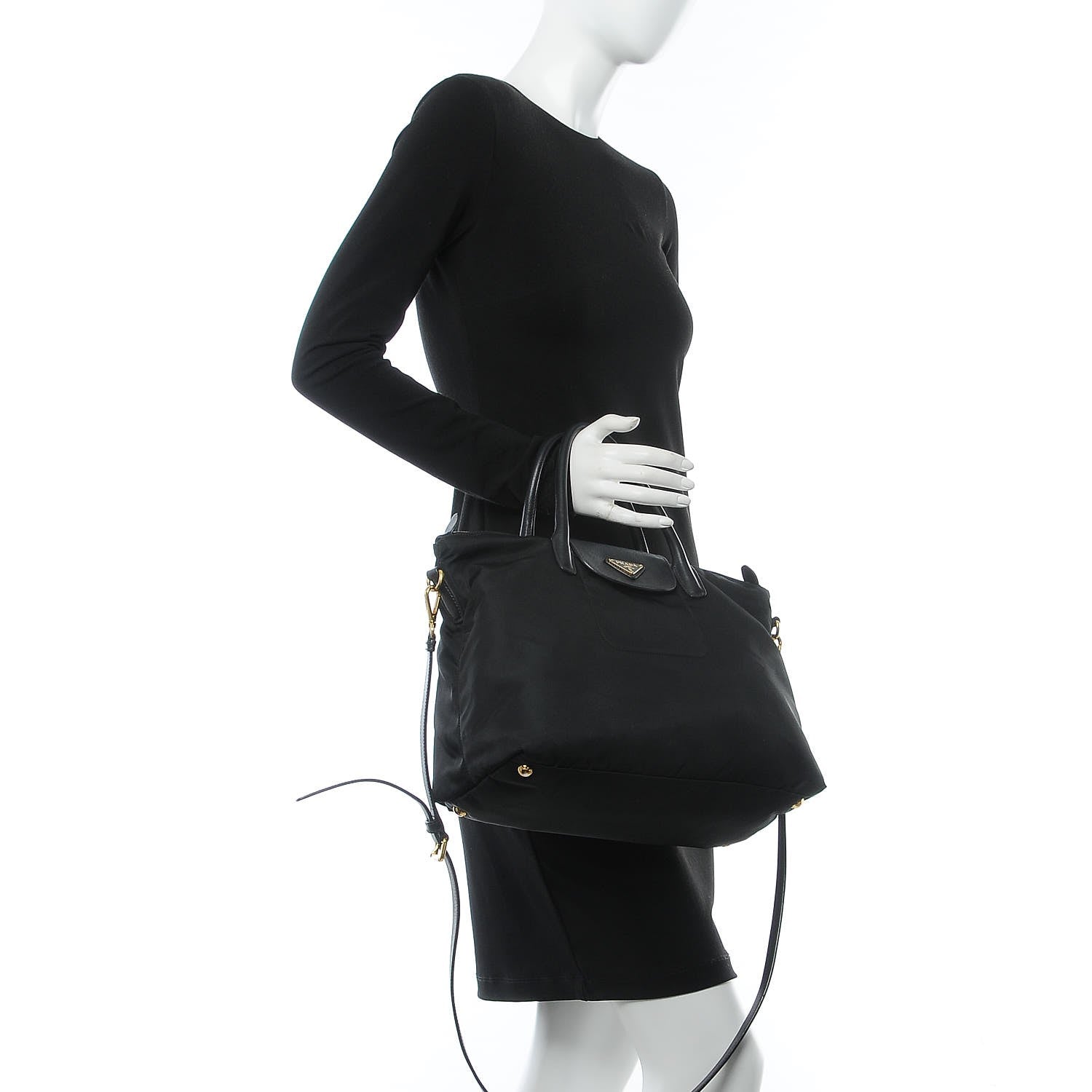 Prada Saffiano Tessuto Nylon Tote Black 2 of 10