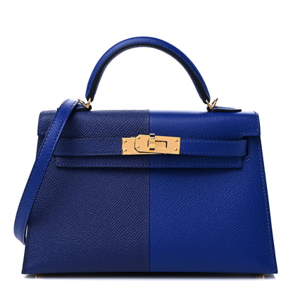 Hermes Epsom Casaque Mini Kelly Sellier 20 Bleu Encre Bleu Electrique Gold 1 of 10