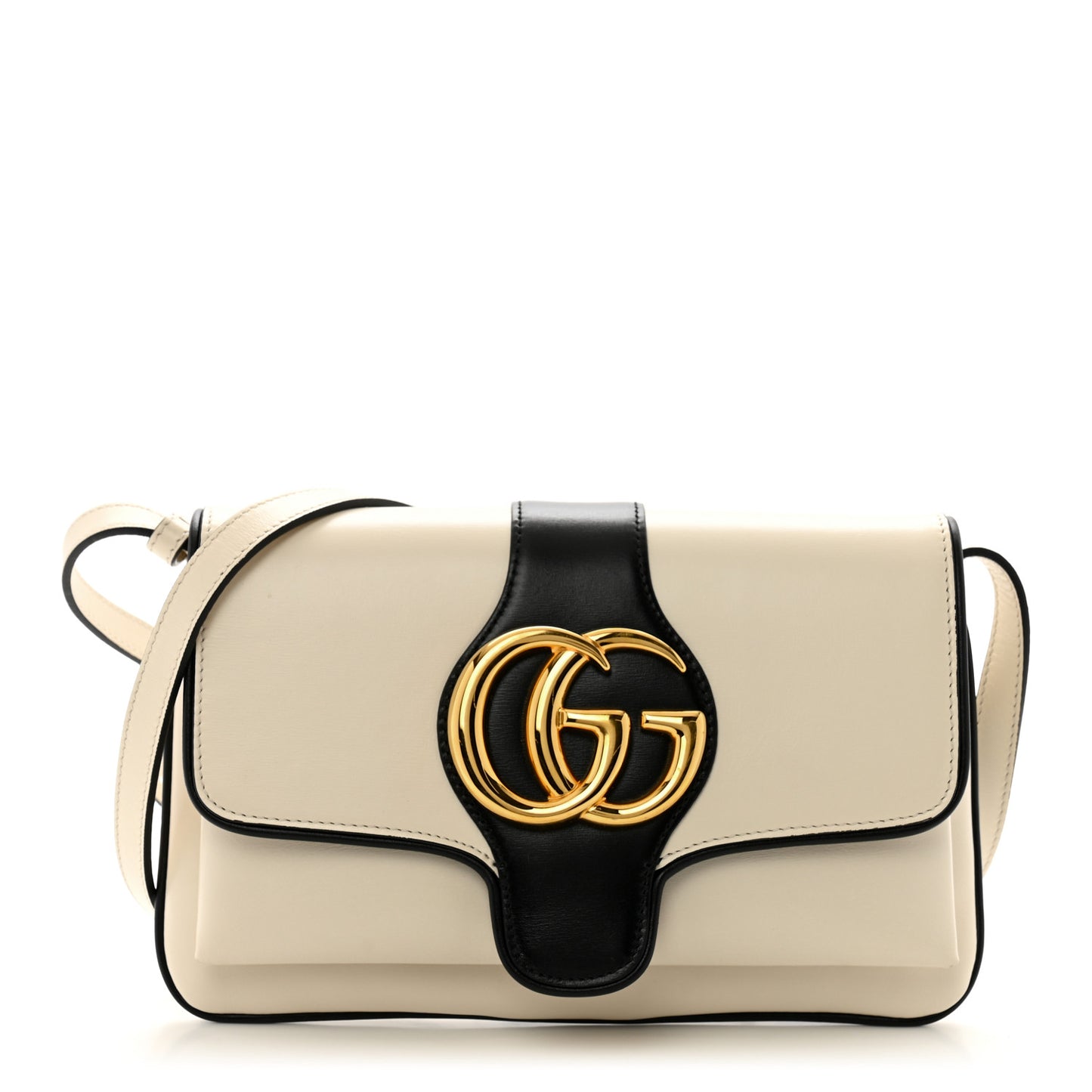 Vitello Palmellato Lux Bi-Color Small Arli Flap Shoulder Bag Mystic White Black