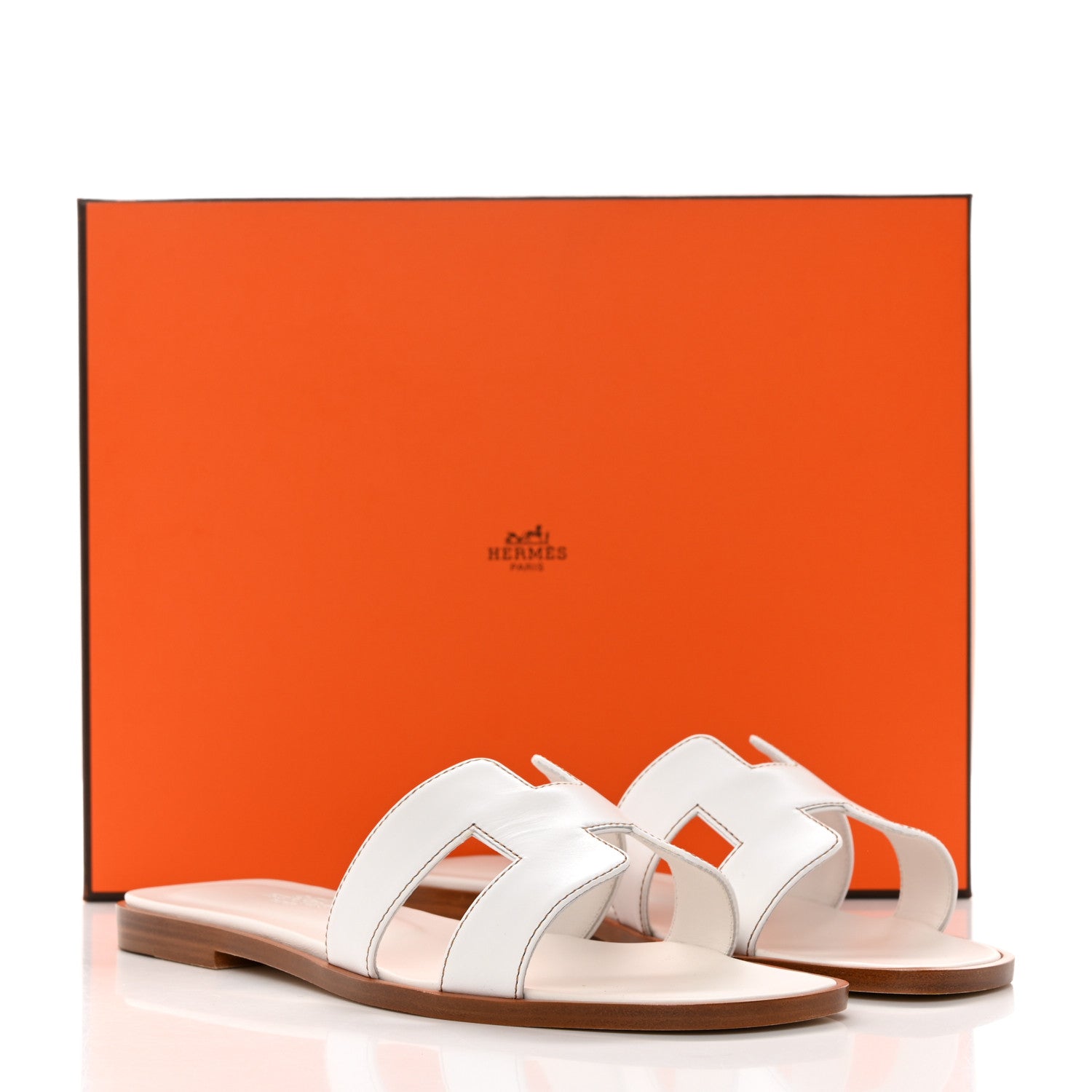 Hermes Box Calfskin Oran Sandals 36.5 White 9 of 9