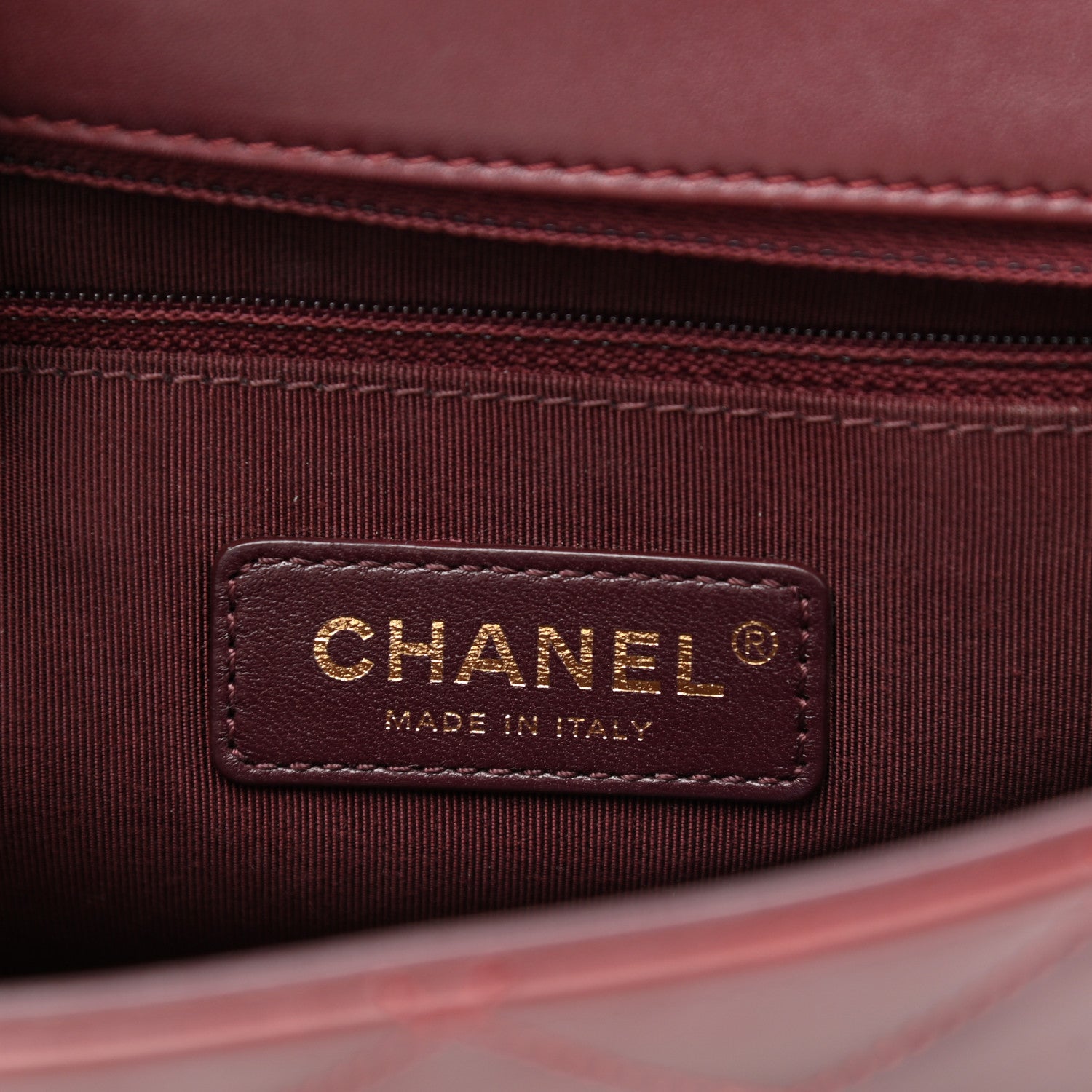 Chanel Calfskin Quilted Gold Bar Flap Burgundy 5 of 9