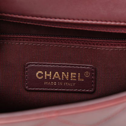 Chanel Calfskin Quilted Gold Bar Flap Burgundy 5 of 9