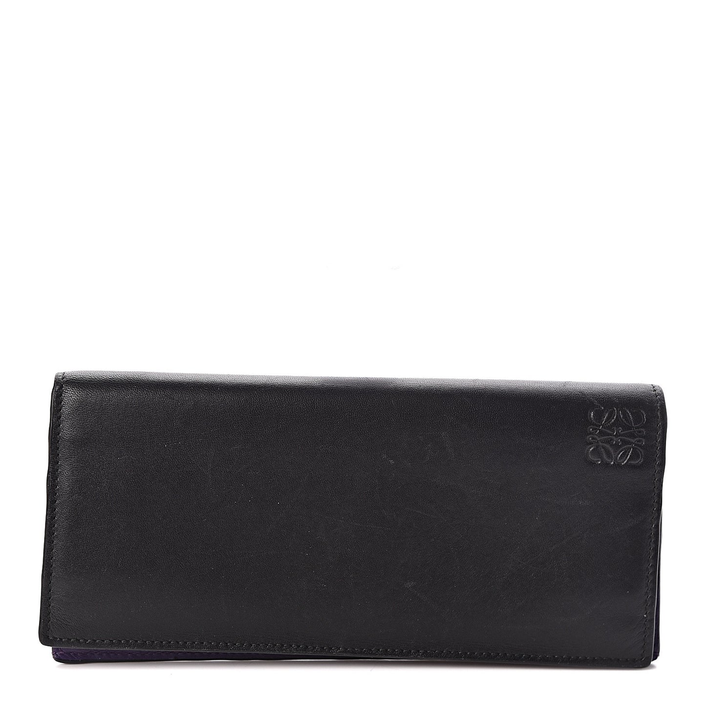 Calfskin Rainbow Long Horizontal Wallet Black
