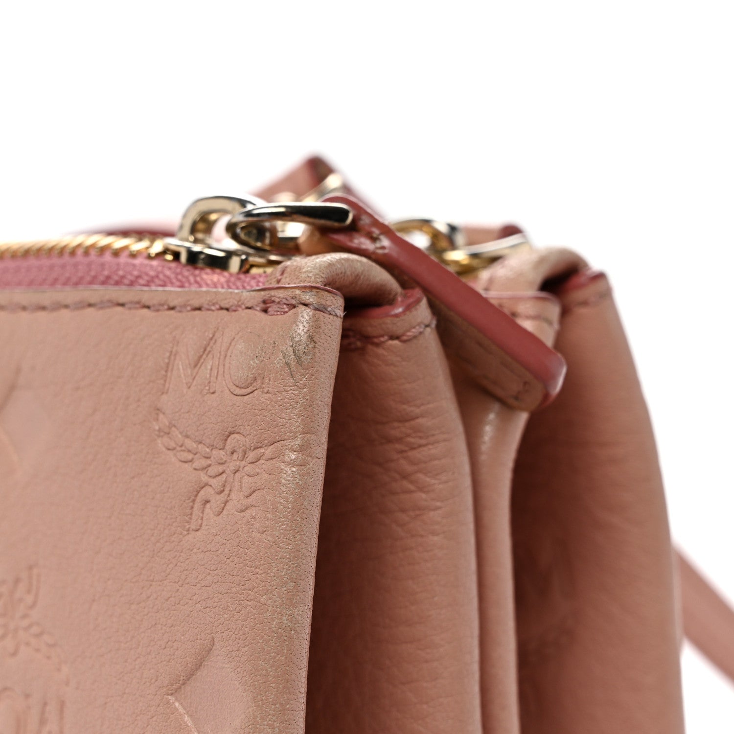 MCM Calfskin Ottomar Monogram Small Crossbody Zip Messenger Pouch Pink Blush 11 of 11