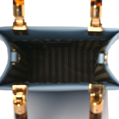 Fendi Vitello King Plexiglass Logo Embossed Mini Fendi Sunshine Shopper Tote Azzurro Baby 5 of 10