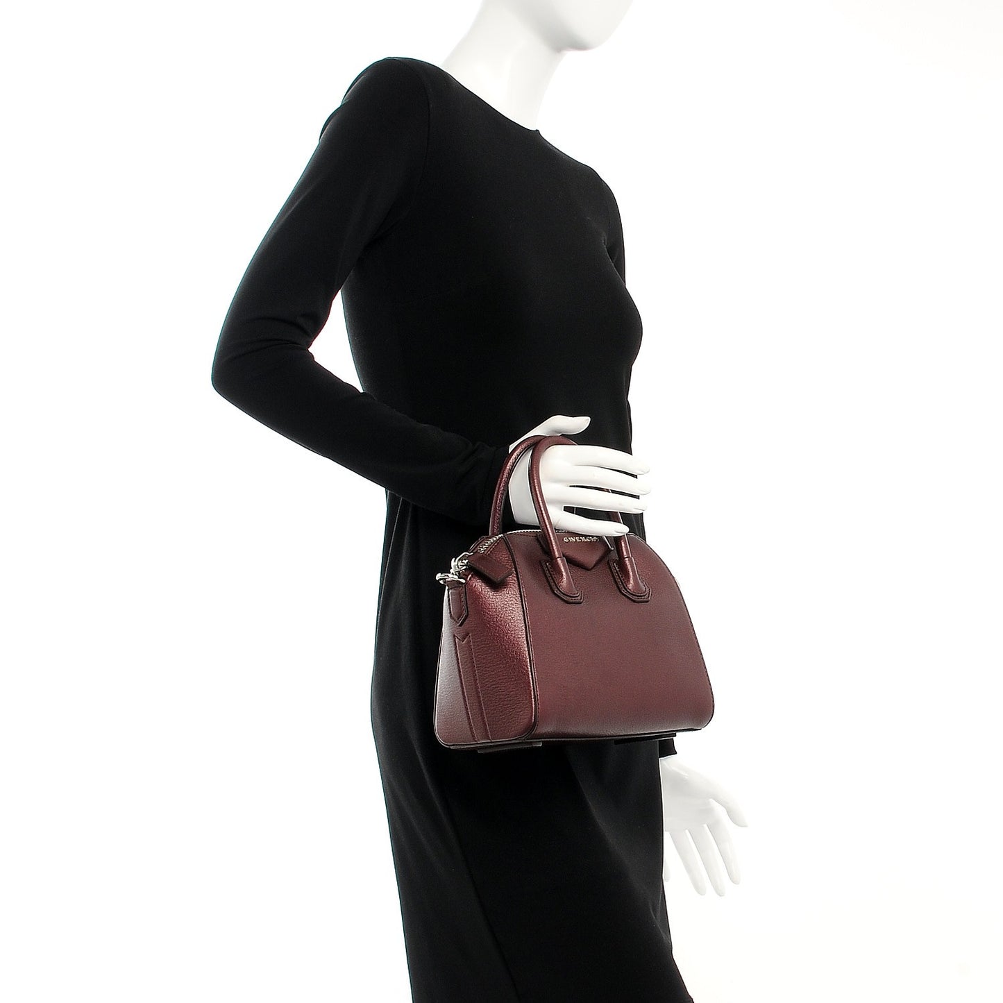 Metallic Sugar Goatskin Mini Antigona Oxblood
