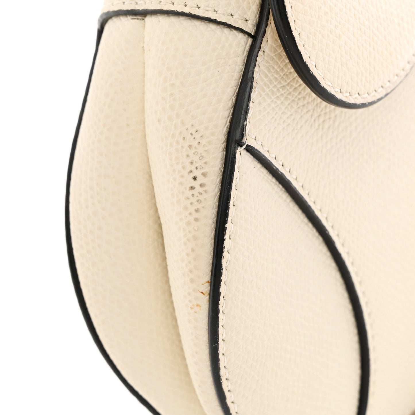 Grained Calfskin Mini Saddle Bag White